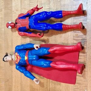 Superhero 2 Qty Spiderman 2013 Superman 2018 Poseable Moveable 12"‎